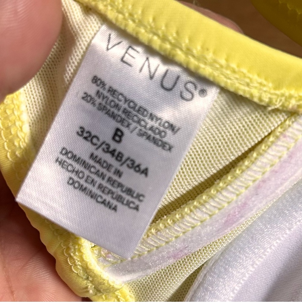 Venus Yellow bikini top w gorgeous silver ring detail Size S Sz 32C, 34B, 36A - Picture 6 of 7